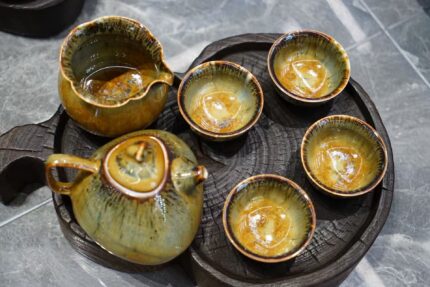 Adored Tianmu Tea Set 3  1350degrees  high-temp colored glaze , 100% raw mineral glaze,ancient technique